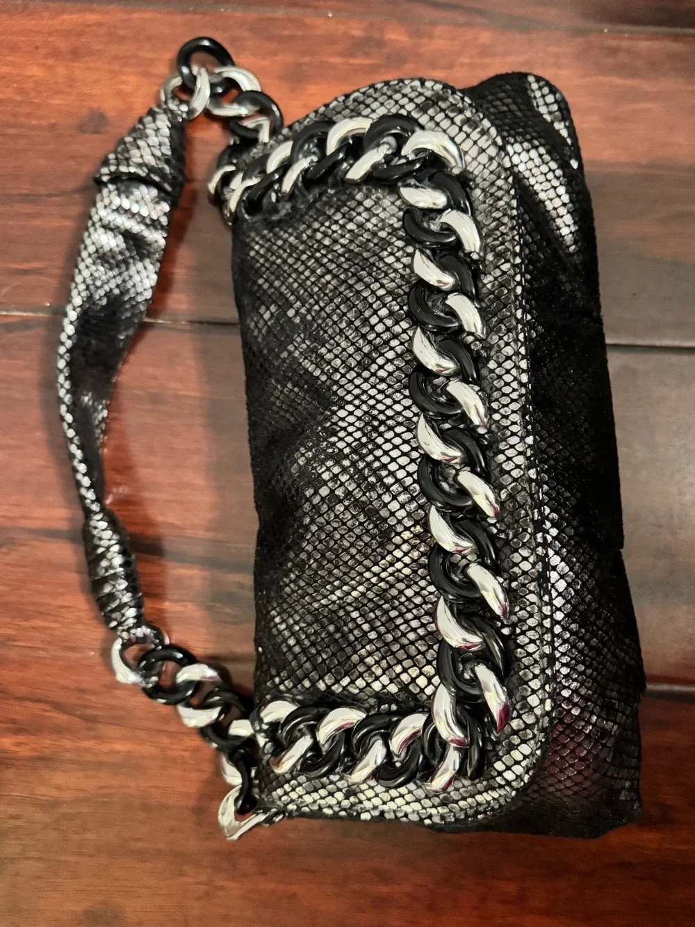 Michael Kors Metallic Black Chain Shoulder Bag